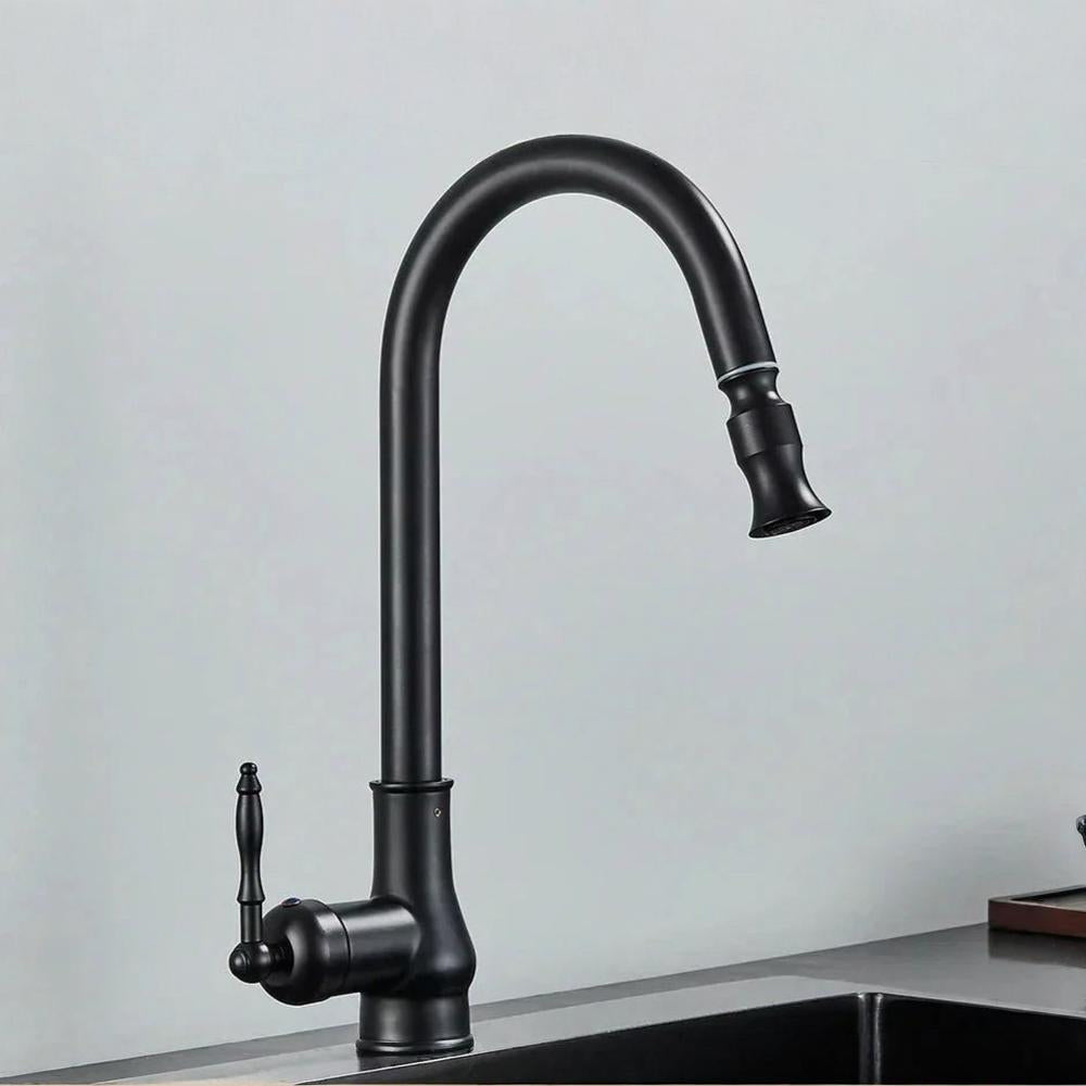 Vintage Brass Kitchen Faucet With Swivel Spout For Sinks
