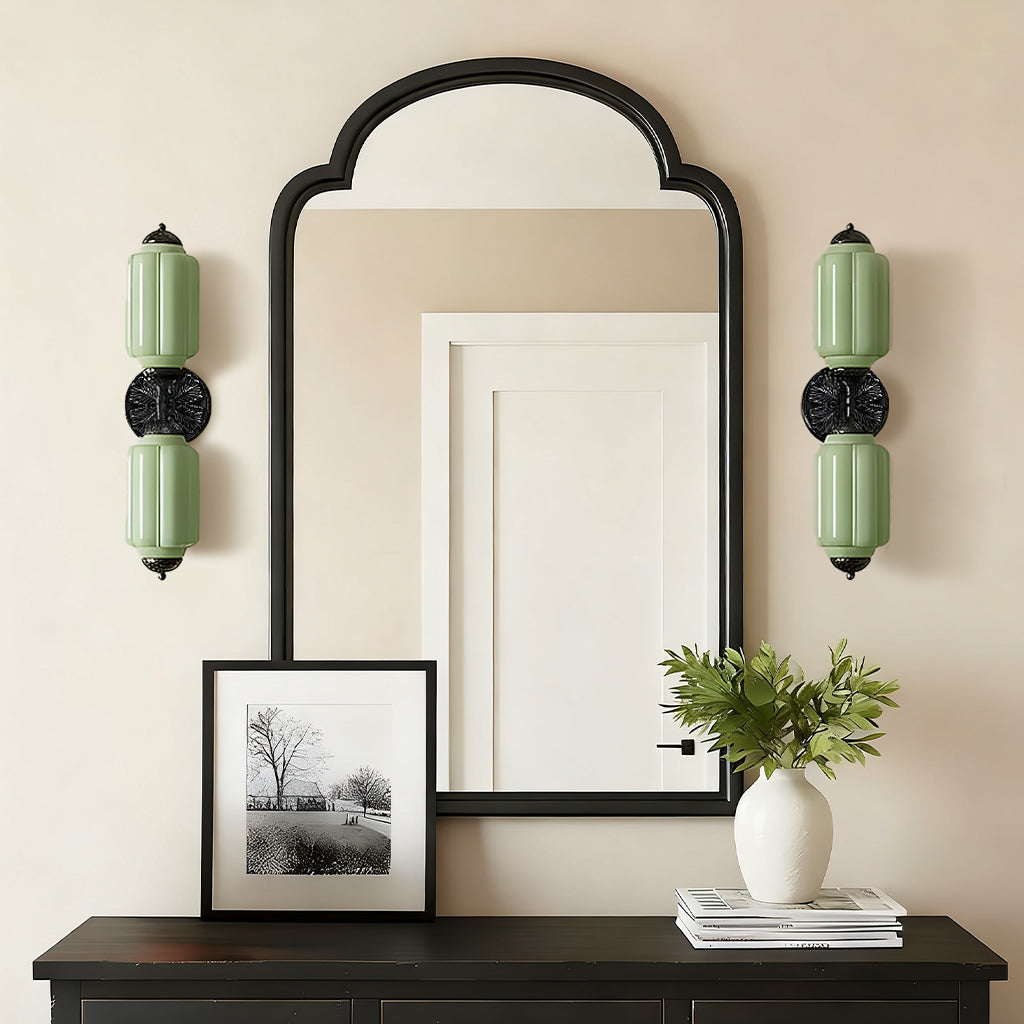 Vintage Art Deco Milk Glass Vanity Wall Light Fixture | Rosalyssa