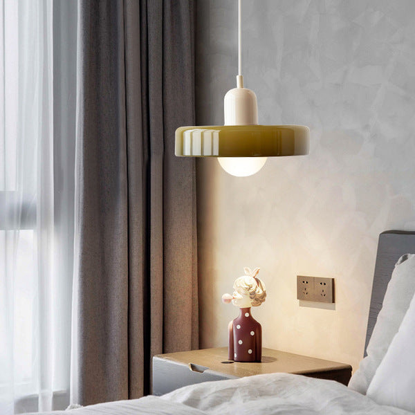 Lampada a sospensione nordica con aspetto in vetro retrò per spazi moderni e colorati
