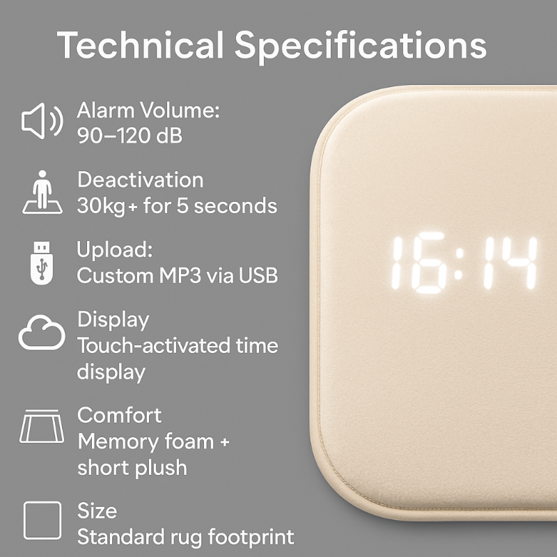 FloorPulse Intelligenter Teppich-Wecker mit Drucksensor für Tiefschläfer