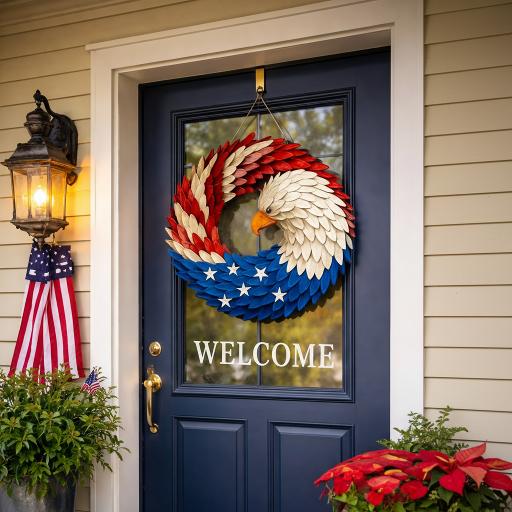 Veterans Eagle Boxwood Wreath For Indoor Outdoor Wall Display