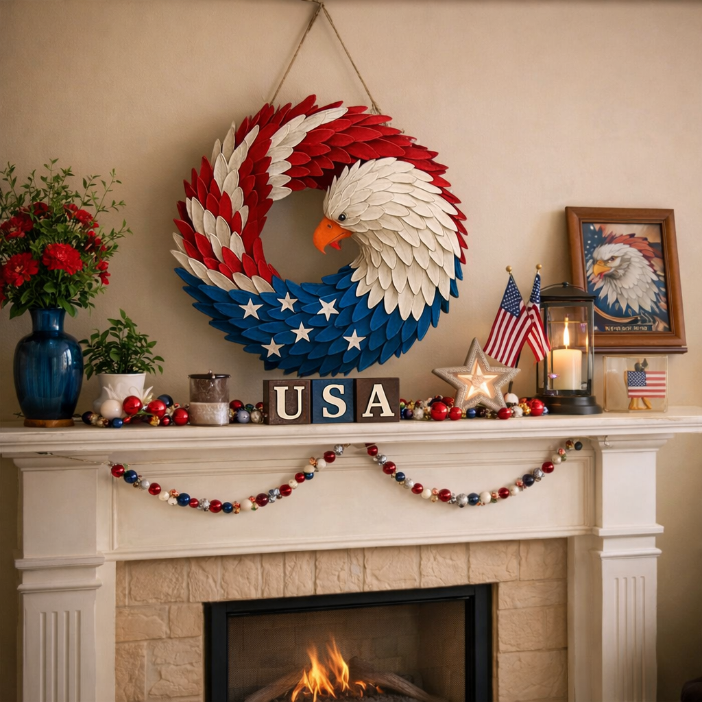 Veterans Eagle Boxwood Wreath For Indoor Outdoor Wall Display