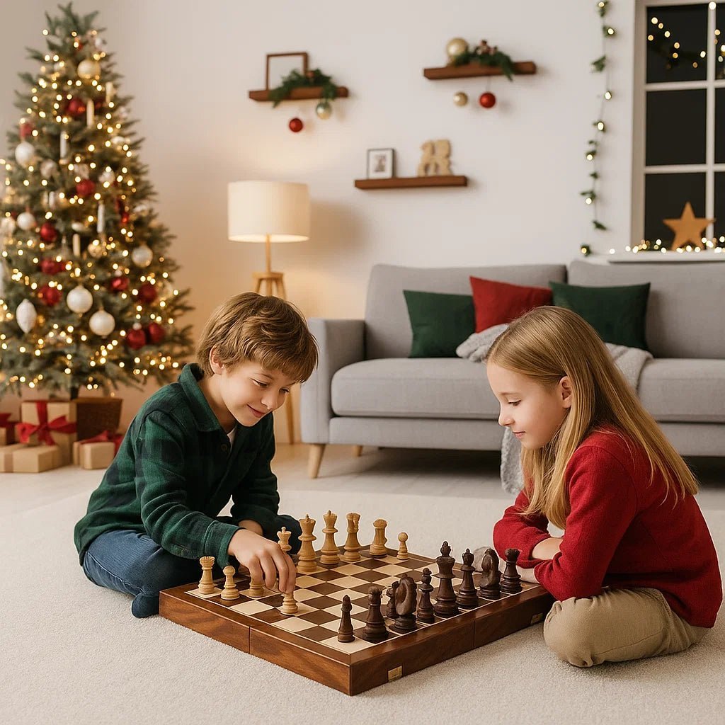 AuroraChess Premium Wooden Chess Set With Foldable Walnut Board