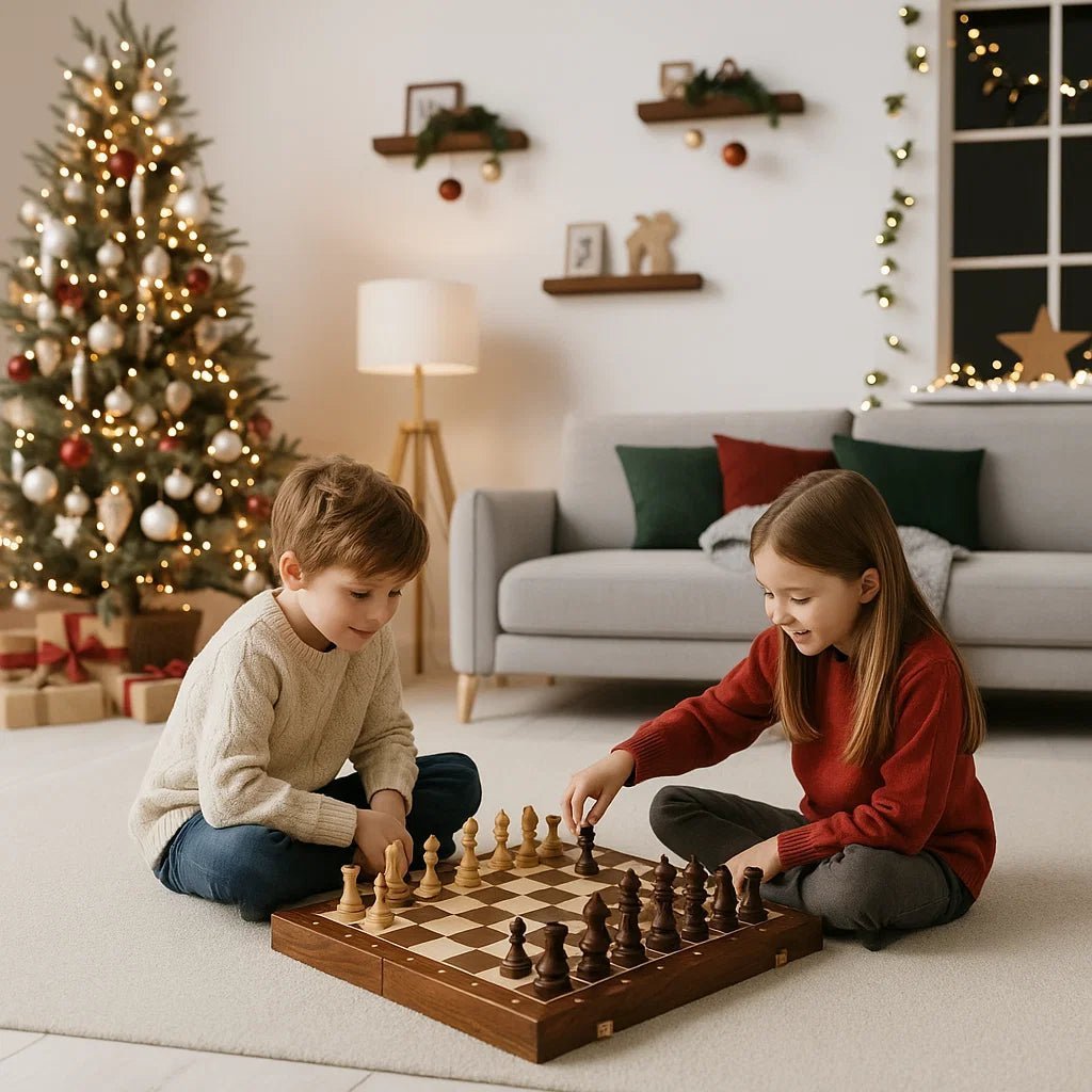 AuroraChess Premium Wooden Chess Set With Foldable Walnut Board