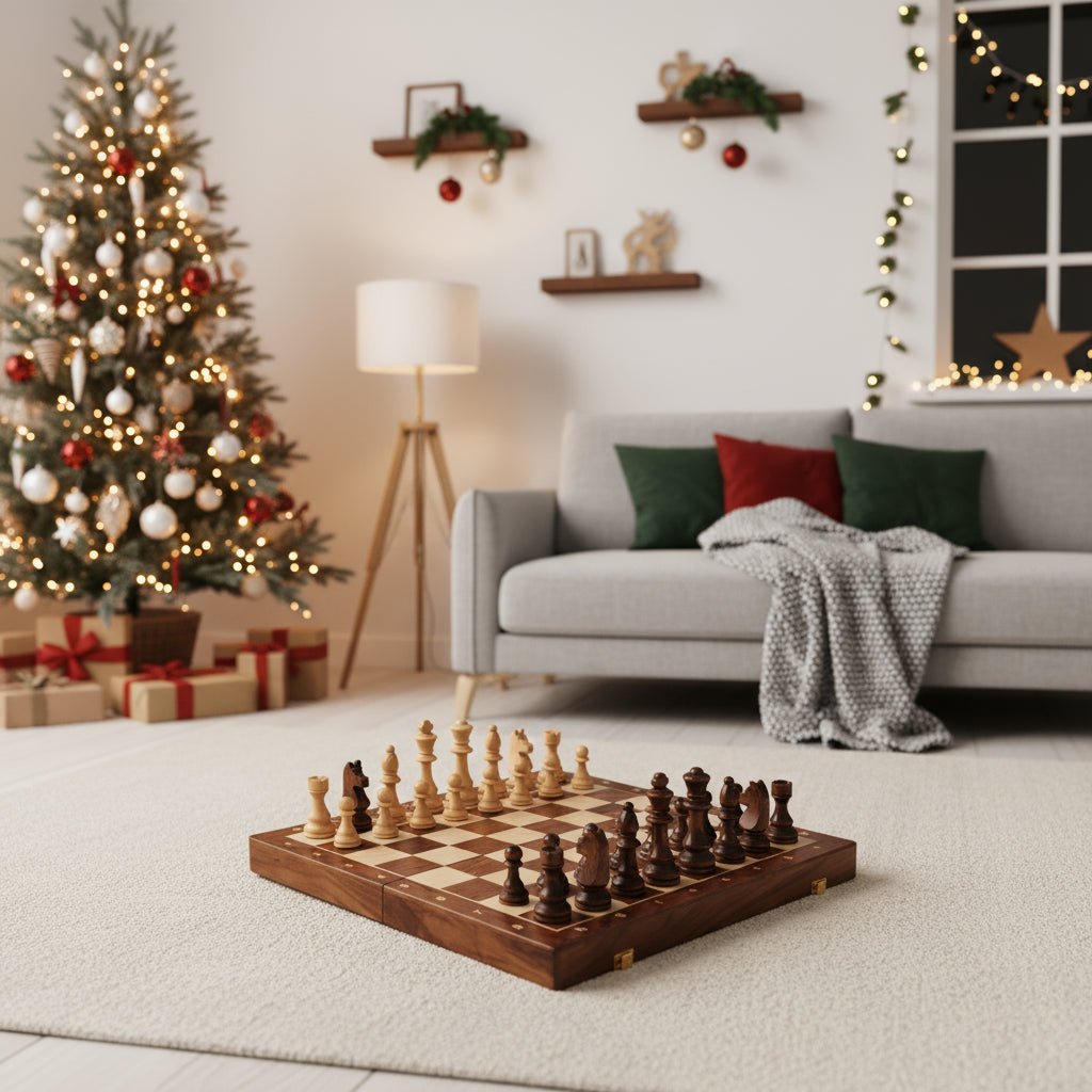 AuroraChess Premium Wooden Chess Set With Foldable Walnut Board