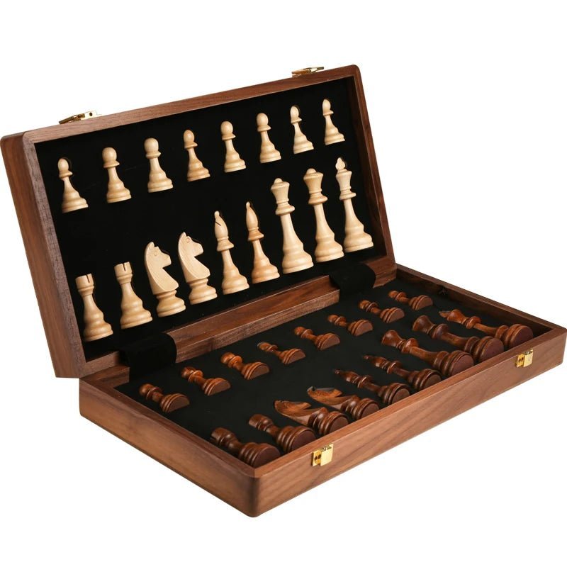 AuroraChess Premium Wooden Chess Set With Foldable Walnut Board