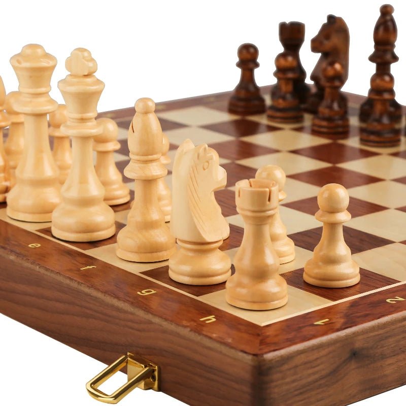AuroraChess Premium Wooden Chess Set With Foldable Walnut Board