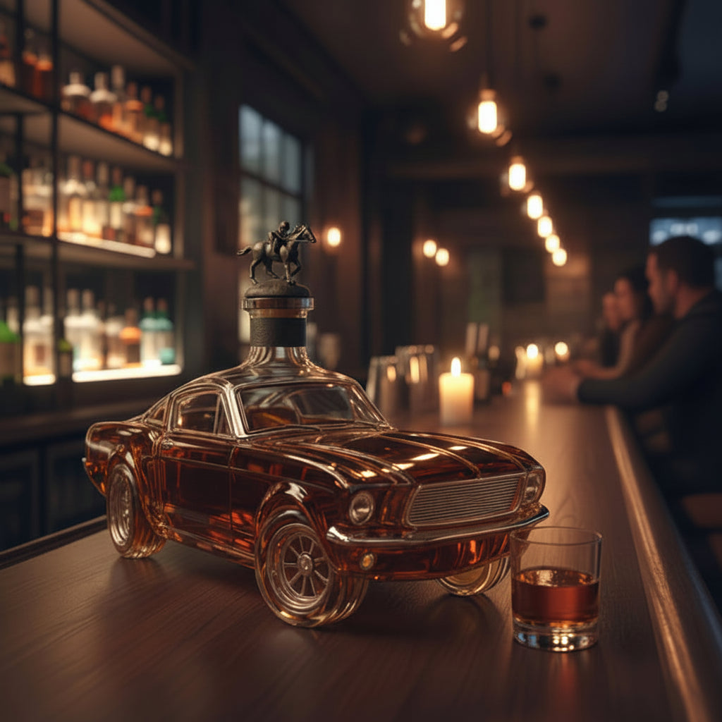 Autó alakú whiskey dekantáló pohár otthoni bárba való kiállításhoz