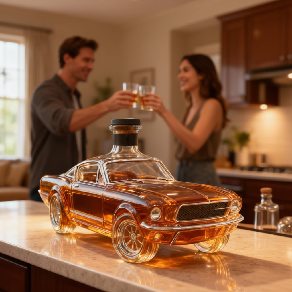 Autó alakú whiskey dekantáló pohár otthoni bárba való kiállításhoz