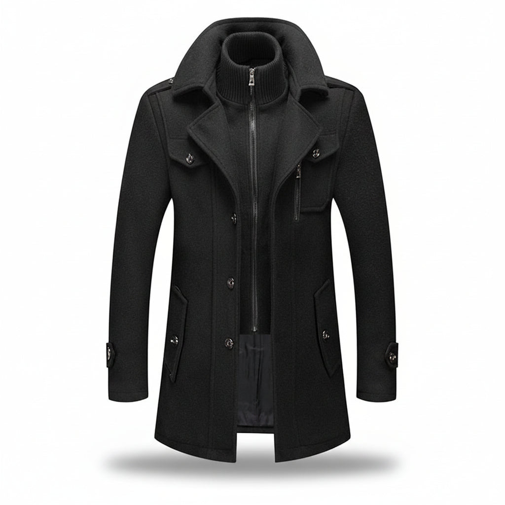 Men's Insulated Blend Winter Trench Coat Long Jacket