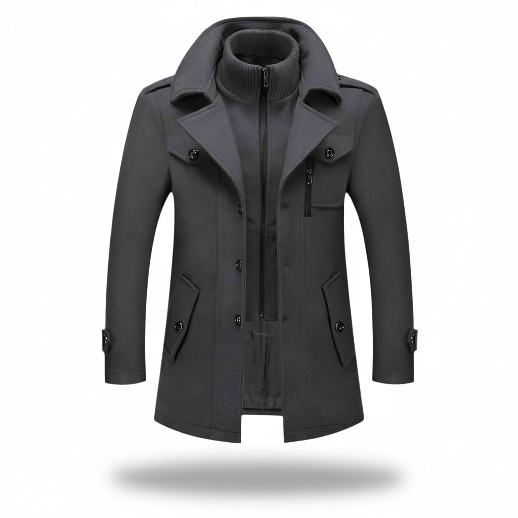Men's Insulated Blend Winter Trench Coat Long Jacket