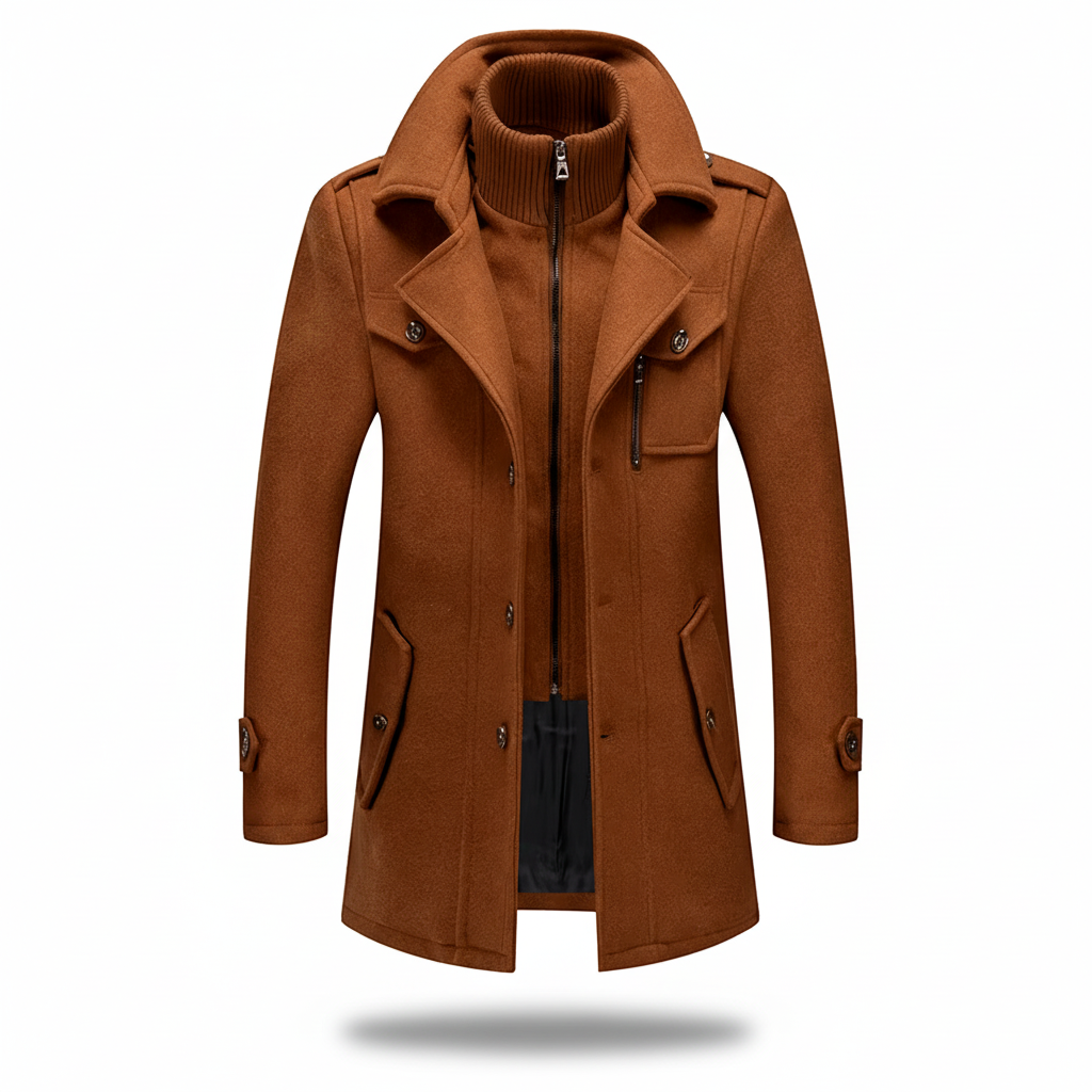 Men's Insulated Blend Winter Trench Coat Long Jacket