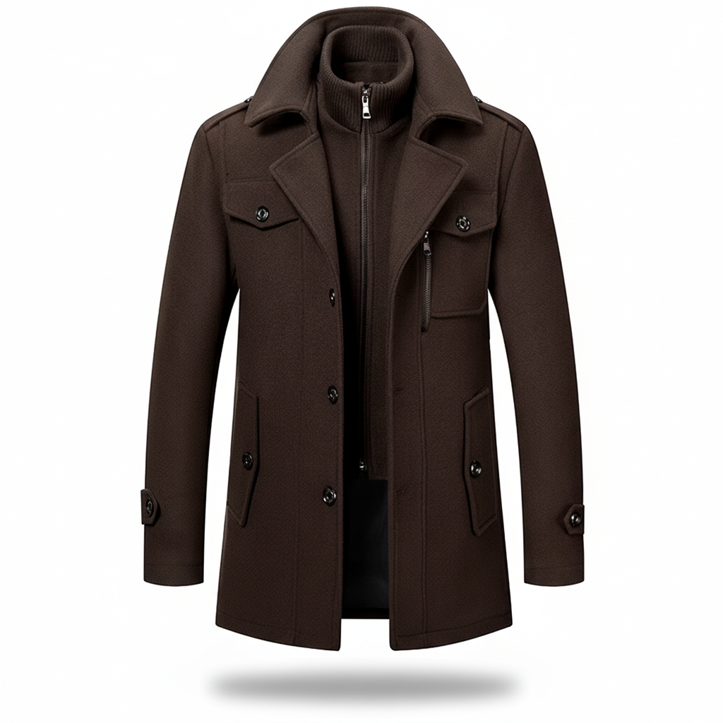 Men's Insulated Blend Winter Trench Coat Long Jacket