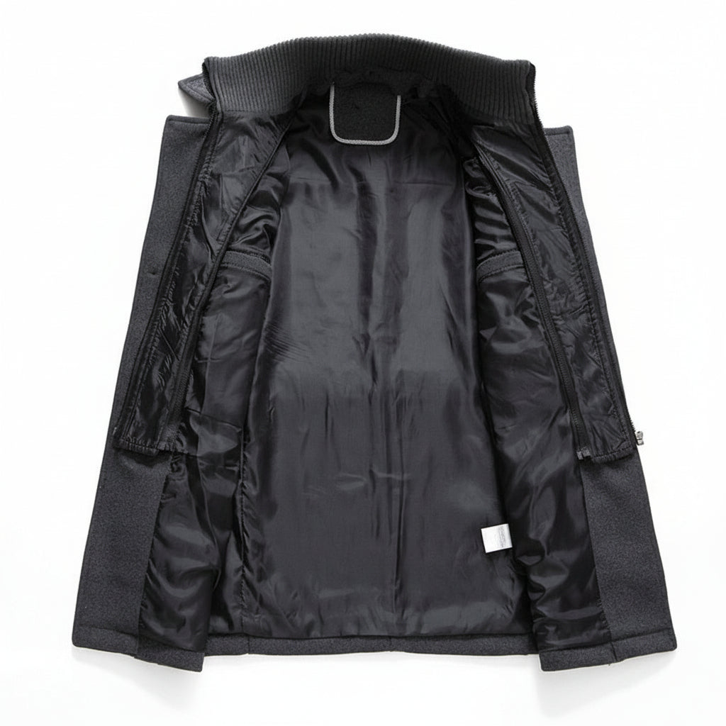 Men's Insulated Blend Winter Trench Coat Long Jacket