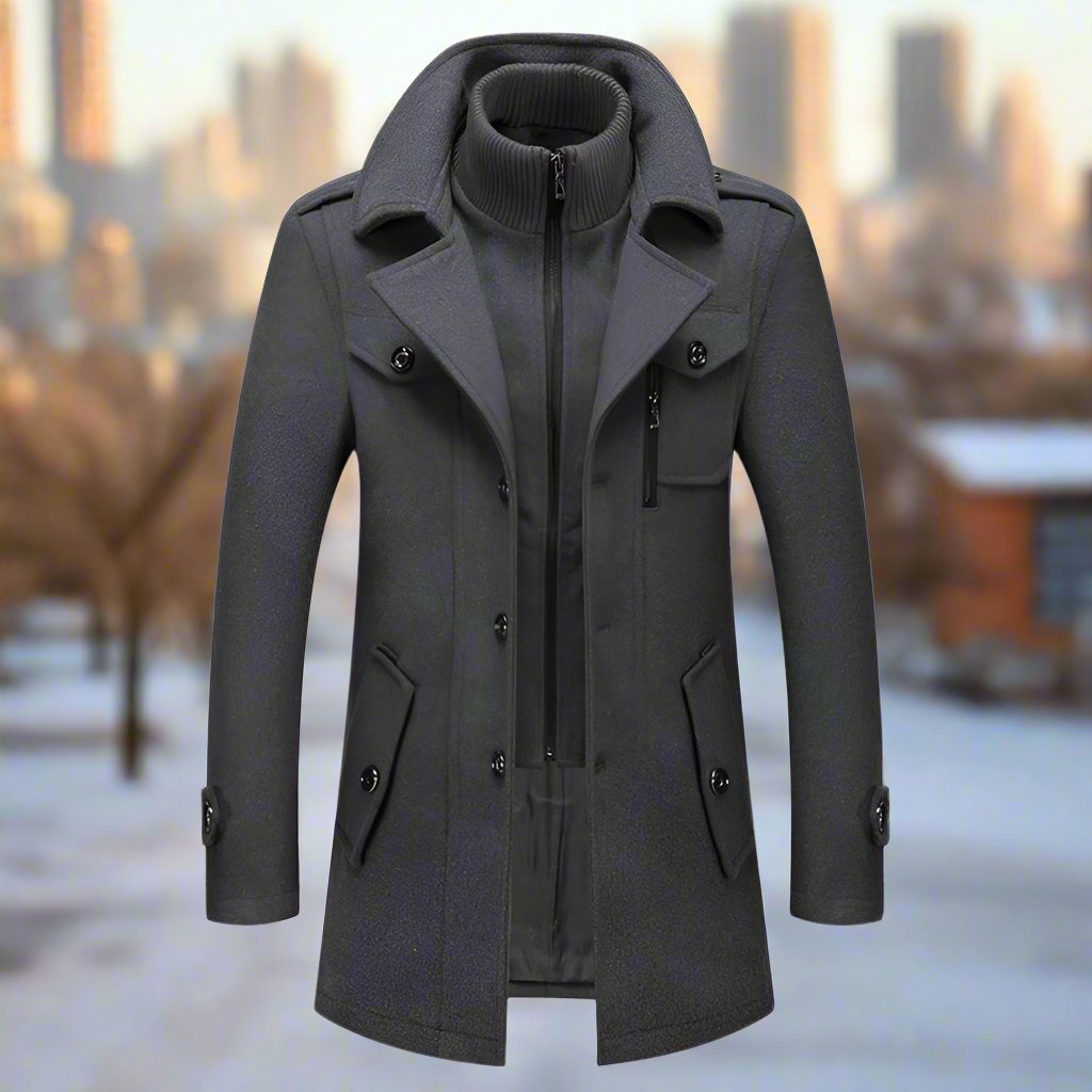 Men's Insulated Blend Winter Trench Coat Long Jacket