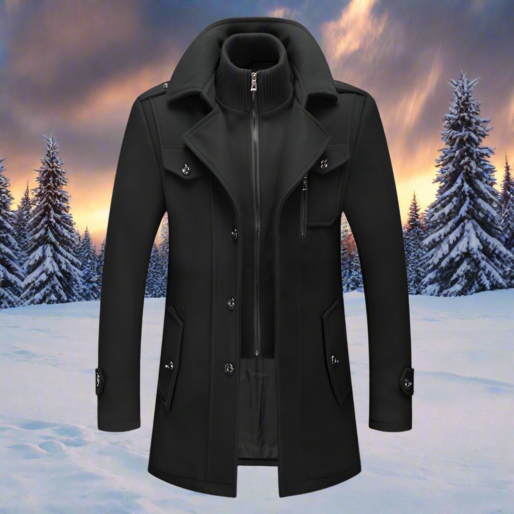 Men's Insulated Blend Winter Trench Coat Long Jacket