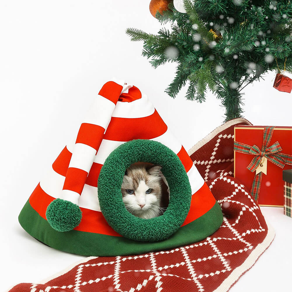 HolidayHaven Lit Douillet de Noël pour Chats pour Espaces de Vie Festifs