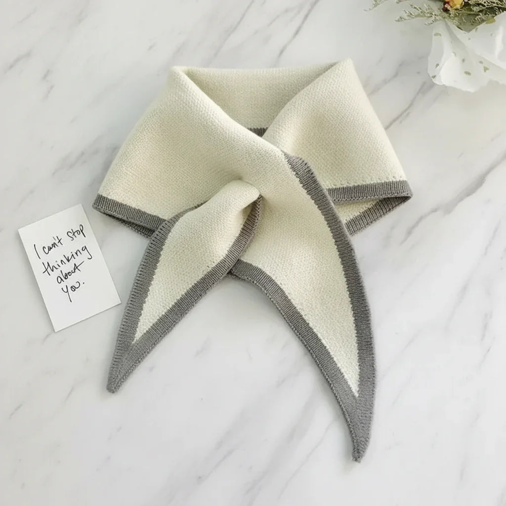 Retro Lightweight Scarf With Contrasting Border For Everyday Neckwear