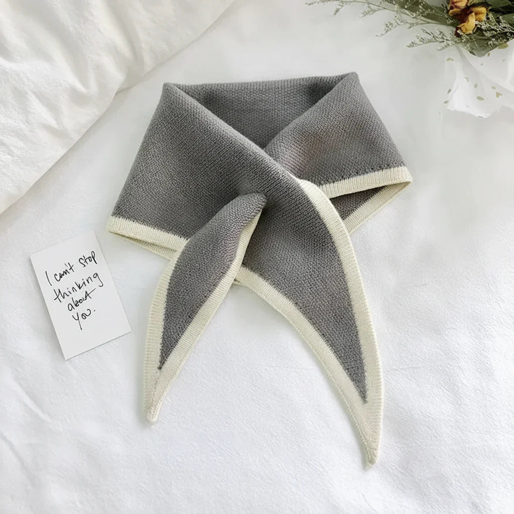 Retro Lightweight Scarf With Contrasting Border For Everyday Neckwear