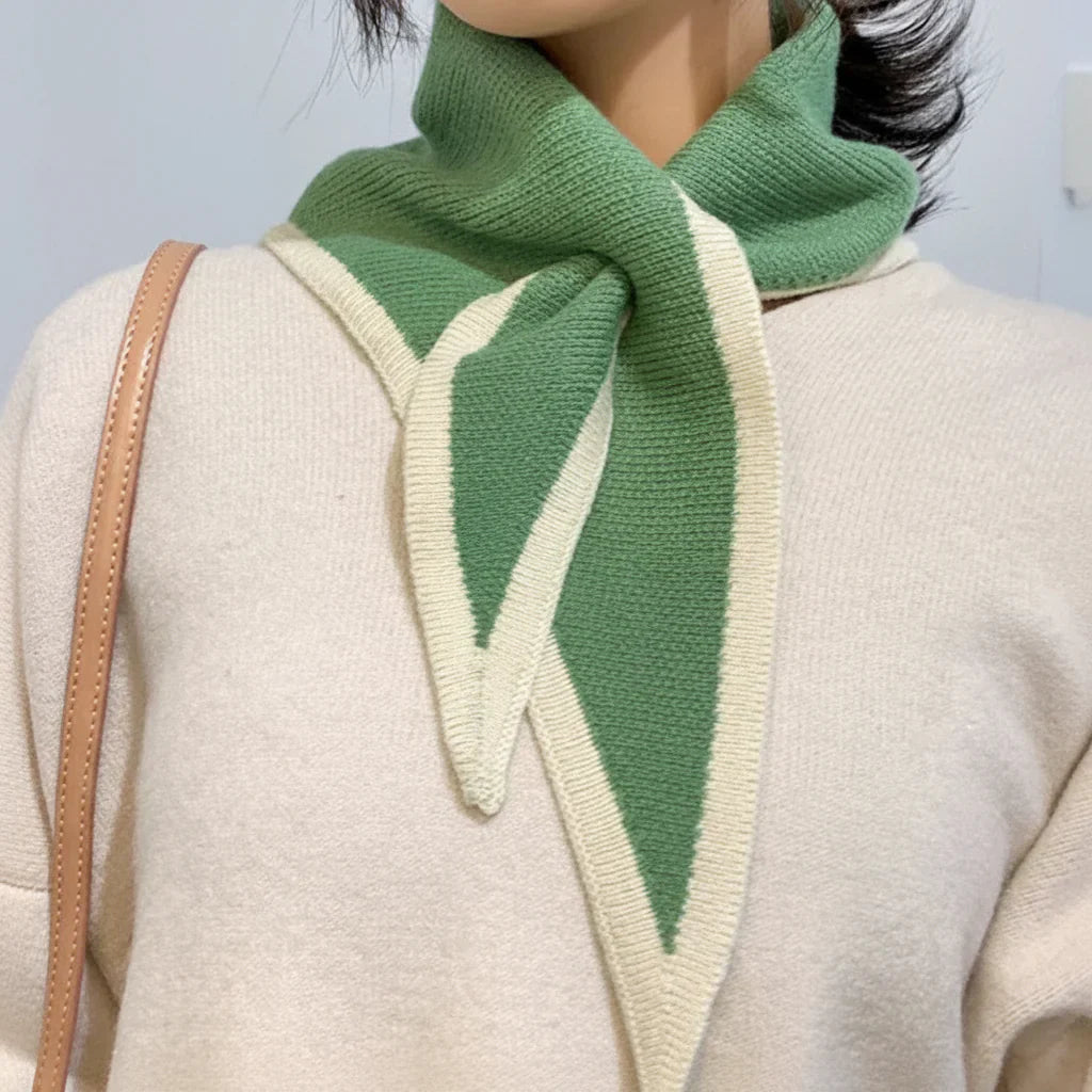 Retro Lightweight Scarf With Contrasting Border For Everyday Neckwear