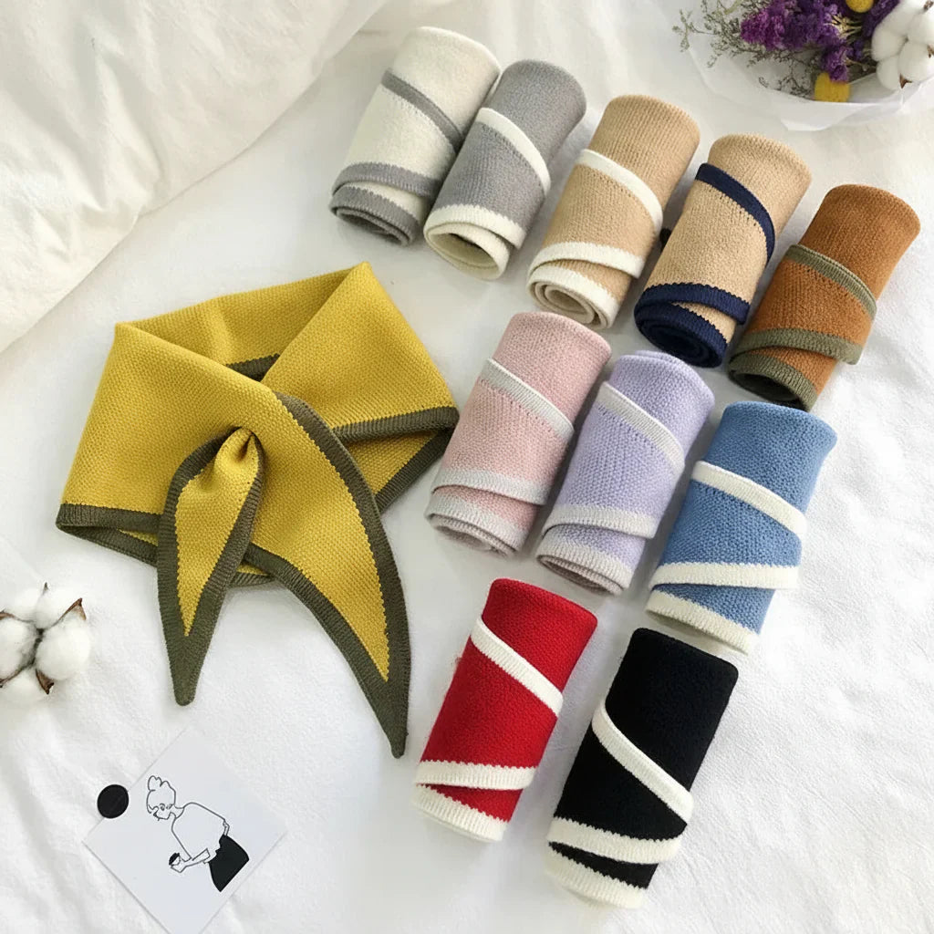 Retro Lightweight Scarf With Contrasting Border For Everyday Neckwear