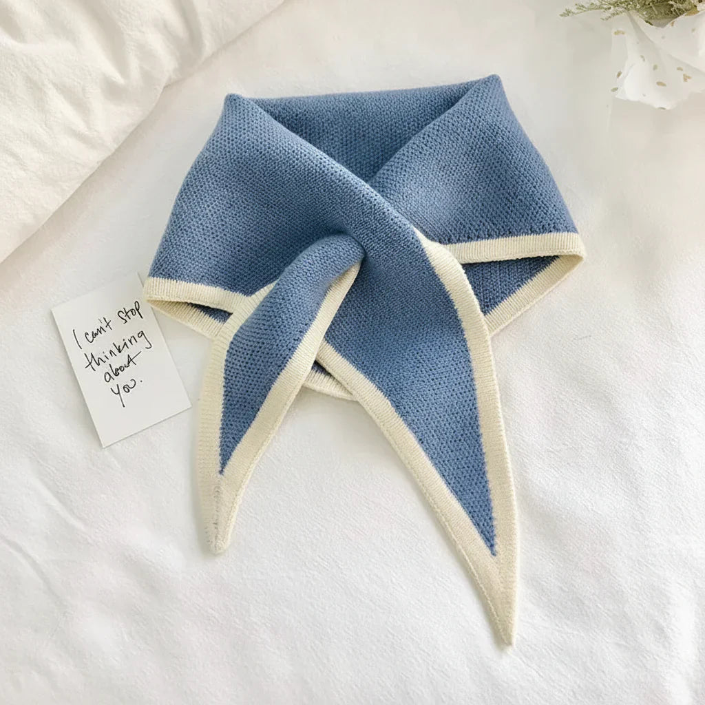 Retro Lightweight Scarf With Contrasting Border For Everyday Neckwear