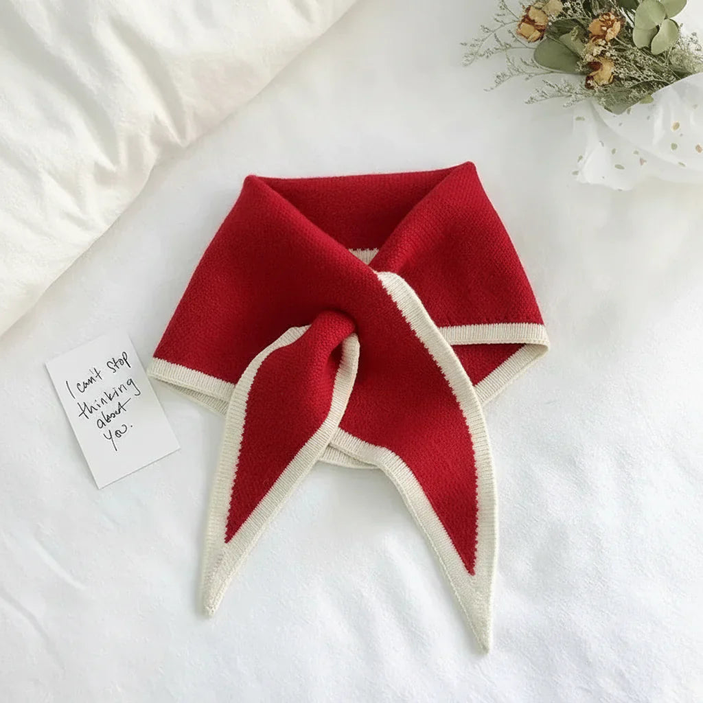 Retro Lightweight Scarf With Contrasting Border For Everyday Neckwear