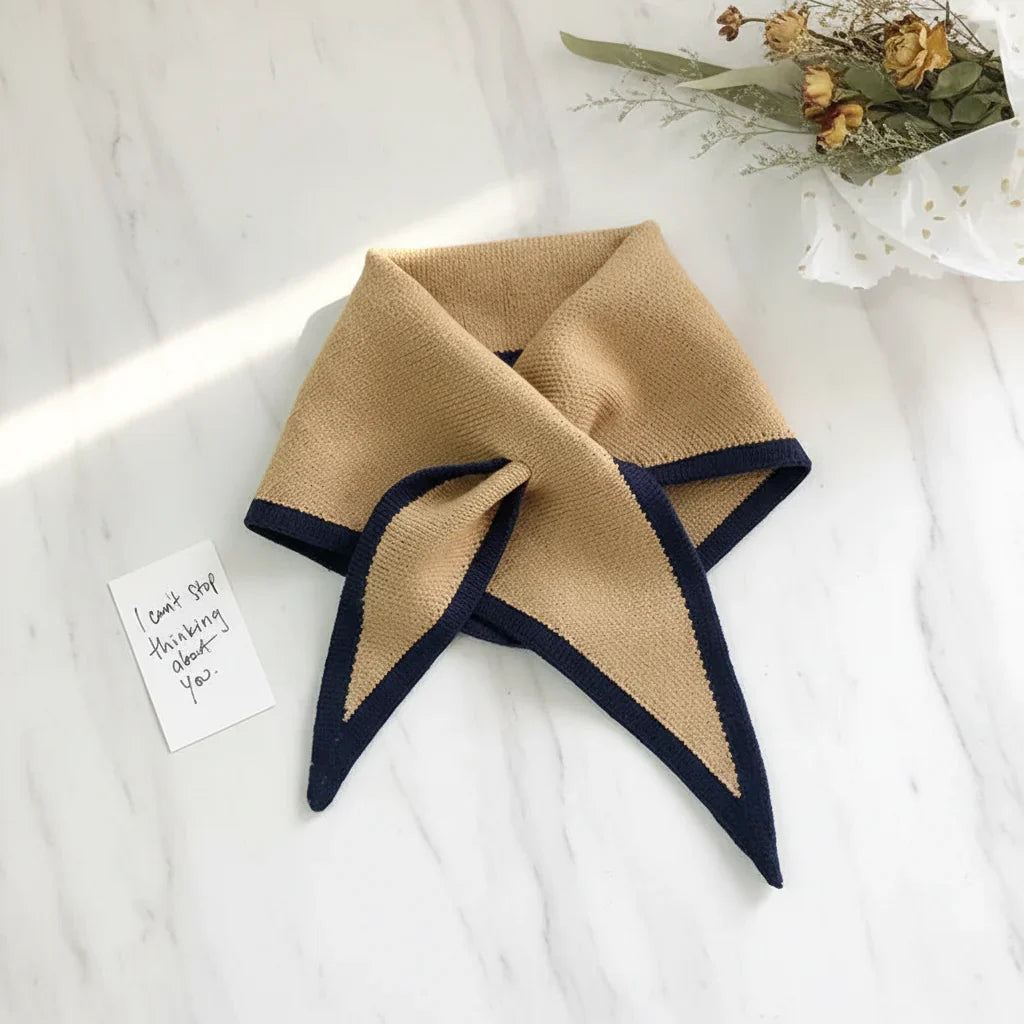 Retro Lightweight Scarf With Contrasting Border For Everyday Neckwear