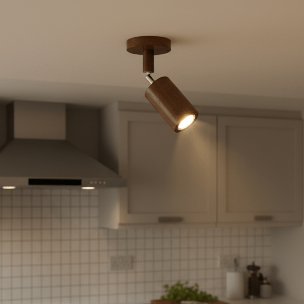 WoodLumen Minimalistyczna lampa sufitowa LED z litego drewna z regulowanym kierunkiem światła