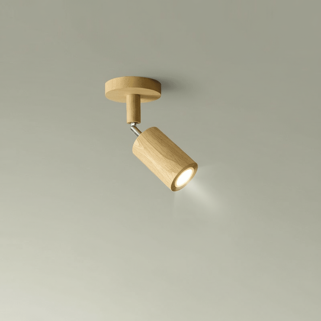 WoodLumen Minimalistyczna lampa sufitowa LED z litego drewna z regulowanym kierunkiem światła