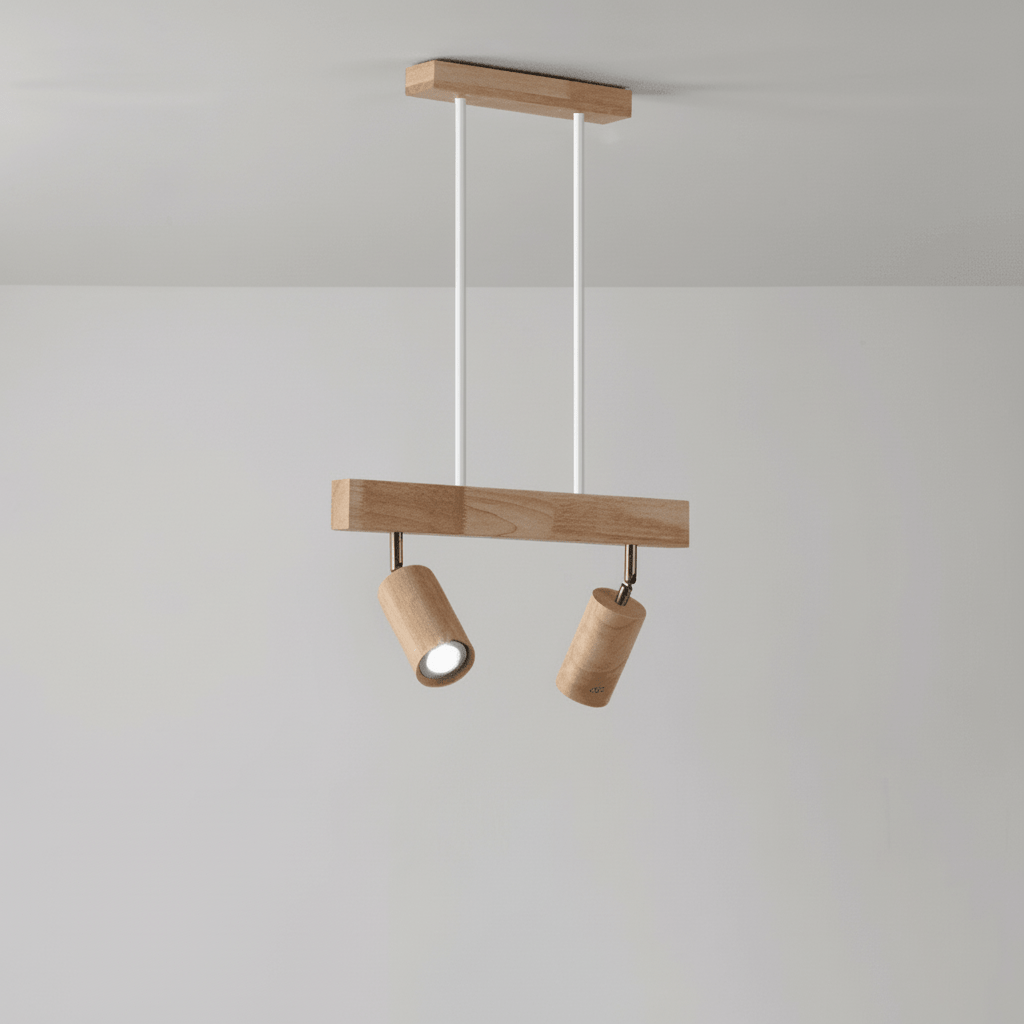 WoodLumen Minimalistyczna lampa sufitowa LED z litego drewna z regulowanym kierunkiem światła