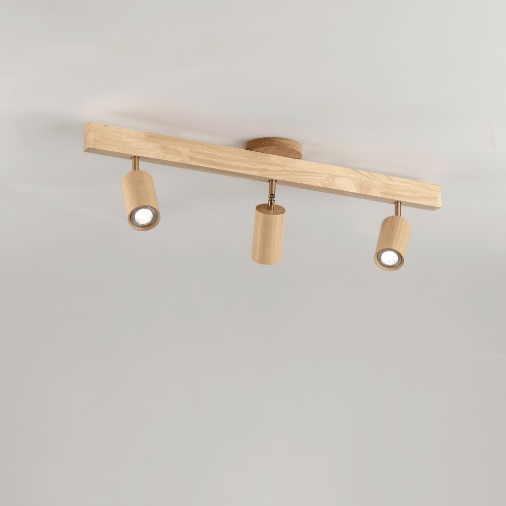 WoodLumen Minimalistyczna lampa sufitowa LED z litego drewna z regulowanym kierunkiem światła