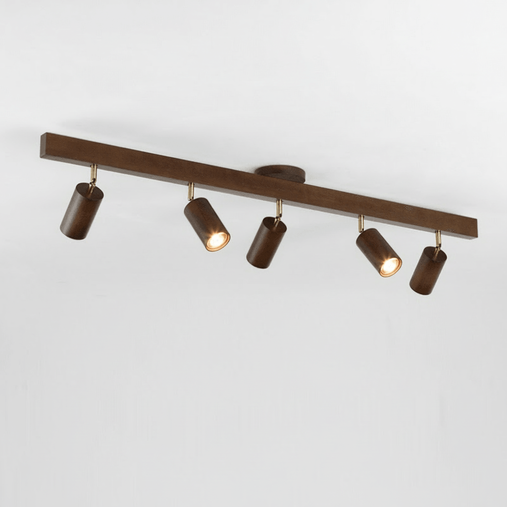 WoodLumen Minimalistyczna lampa sufitowa LED z litego drewna z regulowanym kierunkiem światła