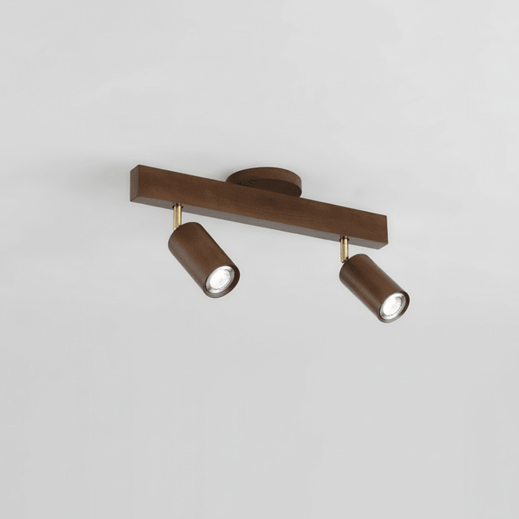 WoodLumen Minimalistyczna lampa sufitowa LED z litego drewna z regulowanym kierunkiem światła