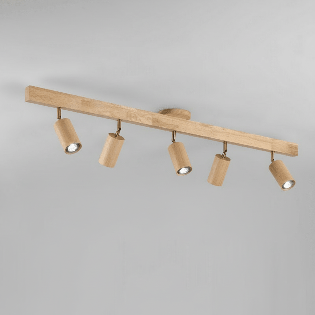 WoodLumen Minimalistyczna lampa sufitowa LED z litego drewna z regulowanym kierunkiem światła