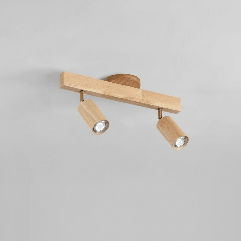 WoodLumen Minimalistyczna lampa sufitowa LED z litego drewna z regulowanym kierunkiem światła