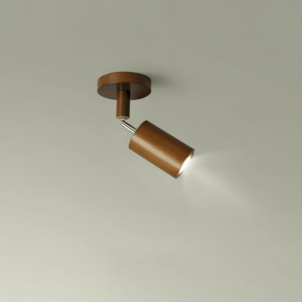 WoodLumen Minimalistyczna lampa sufitowa LED z litego drewna z regulowanym kierunkiem światła