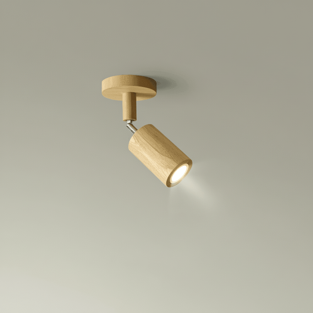 WoodLumen Minimalistyczna lampa sufitowa LED z litego drewna z regulowanym kierunkiem światła