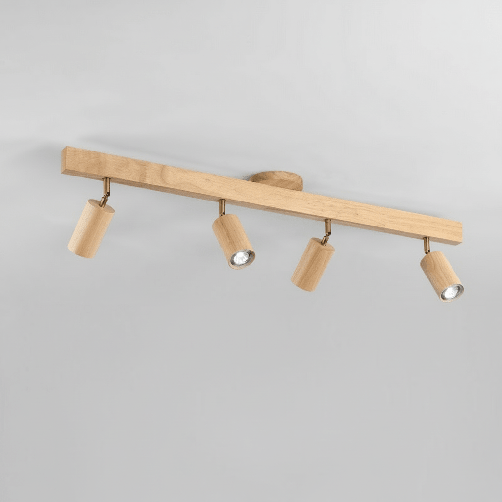 WoodLumen Minimalistyczna lampa sufitowa LED z litego drewna z regulowanym kierunkiem światła