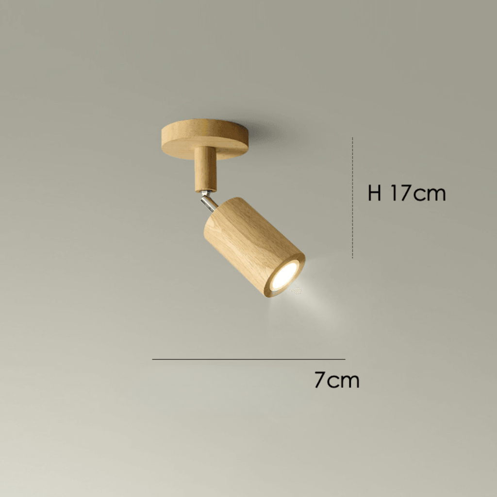 WoodLumen Minimalistyczna lampa sufitowa LED z litego drewna z regulowanym kierunkiem światła
