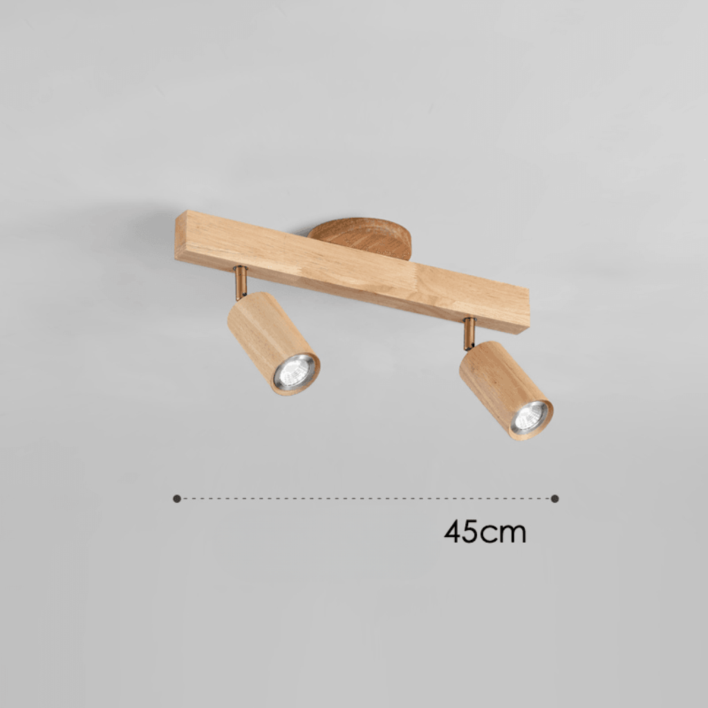 WoodLumen Minimalistyczna lampa sufitowa LED z litego drewna z regulowanym kierunkiem światła