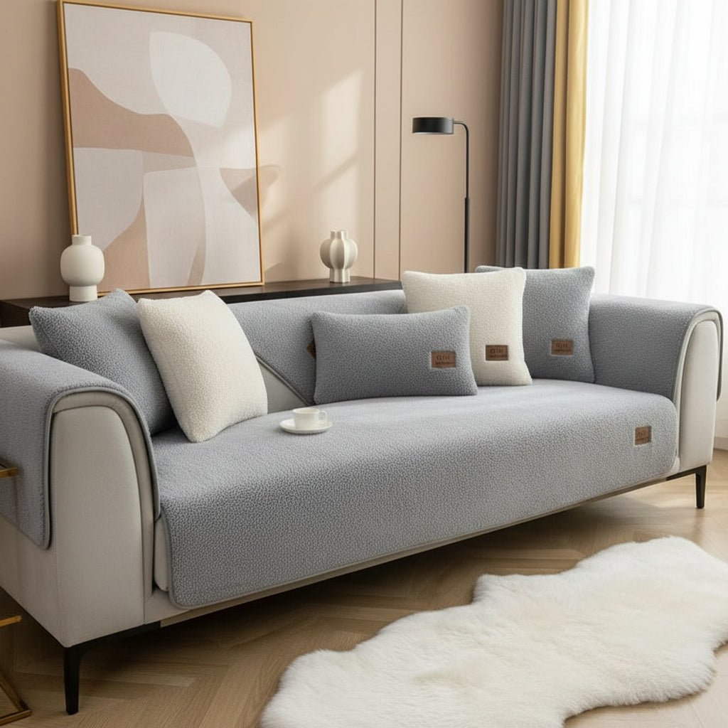 LambLoom Plush Sofa Cover With Lambswool For Warmth And Protection