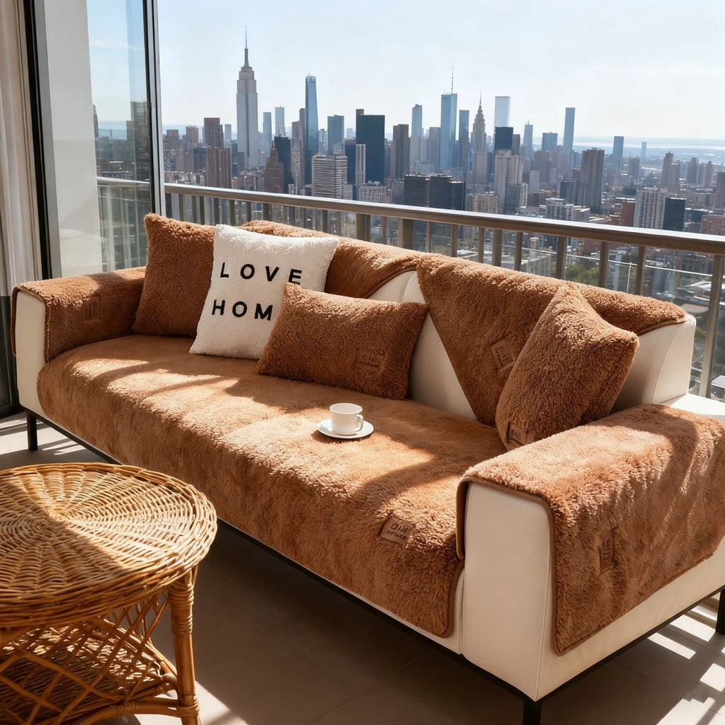 LambLoom Plush Sofa Cover With Lambswool For Warmth And Protection