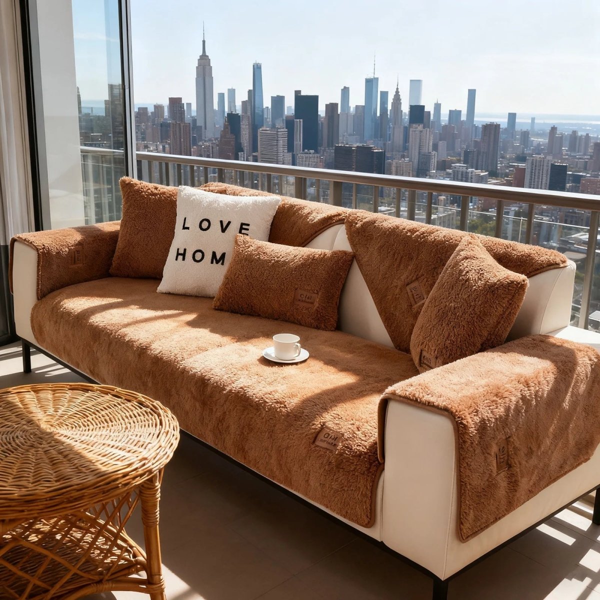 LambLoom Plush Sofa Cover With Lambswool For Warmth And Protection
