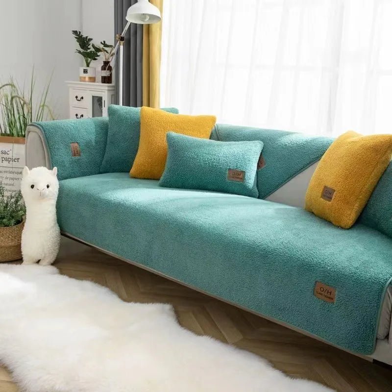 LambLoom Plush Sofa Cover With Lambswool For Warmth And Protection