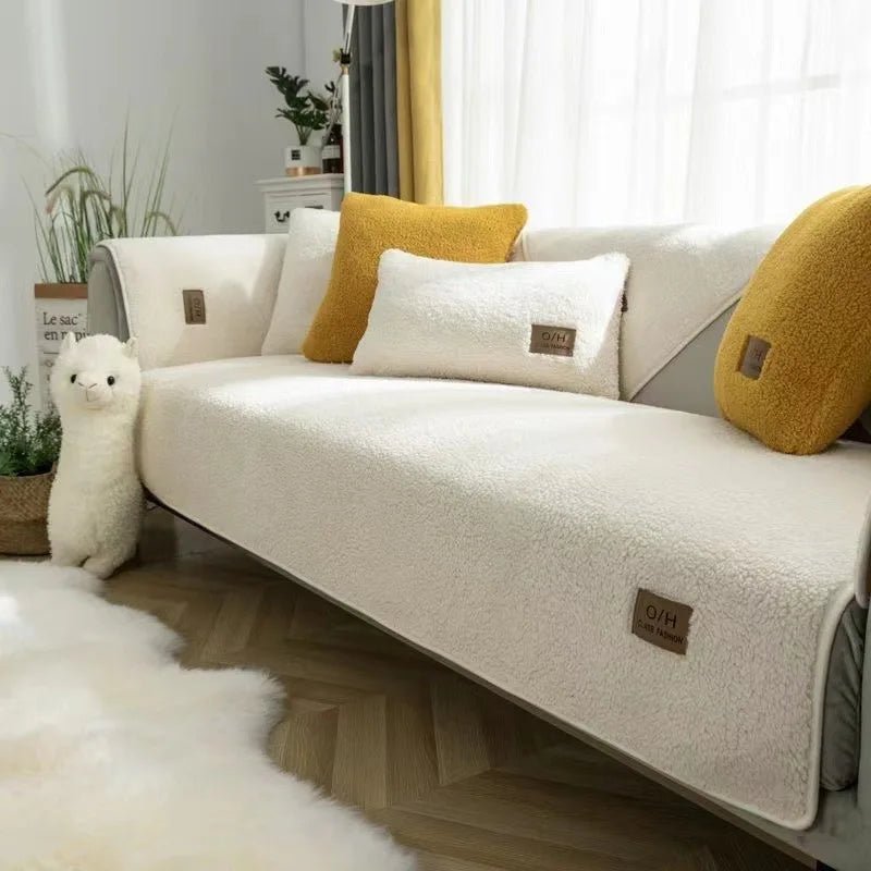 LambLoom Plush Sofa Cover With Lambswool For Warmth And Protection