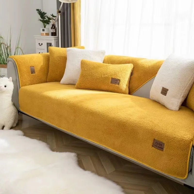 LambLoom Plush Sofa Cover With Lambswool For Warmth And Protection