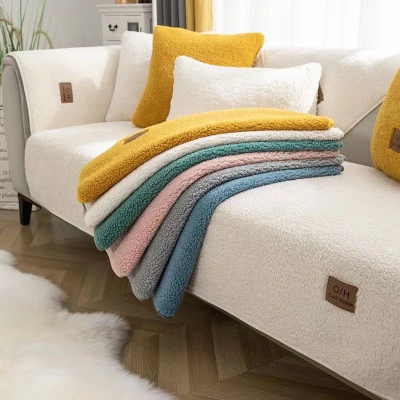 LambLoom Plush Sofa Cover With Lambswool For Warmth And Protection