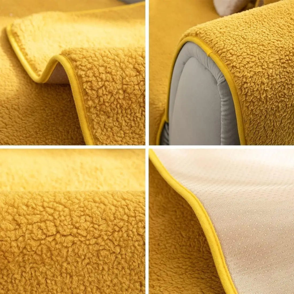 LambLoom Plush Sofa Cover With Lambswool For Warmth And Protection