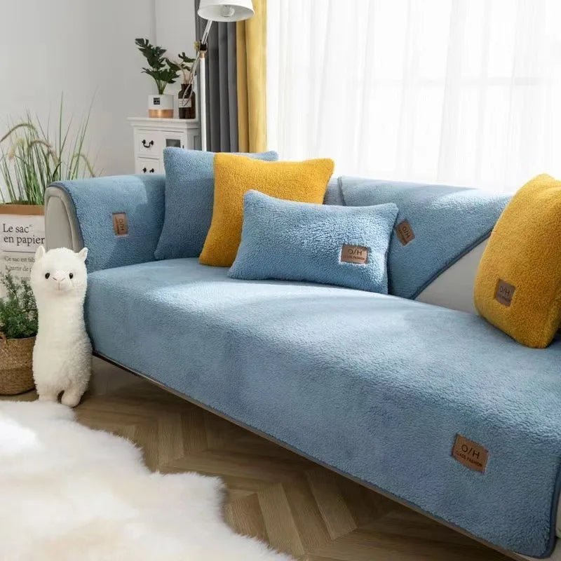 LambLoom Plush Sofa Cover With Lambswool For Warmth And Protection